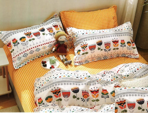 Satino medvilnės patalynės komplektas "Folk"